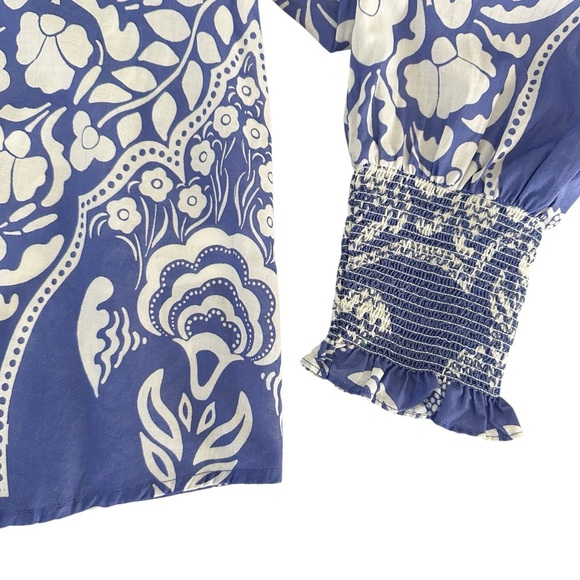 Boden Smocked Cuff Printed Cotton Blouse US Size 8 - Picture 6 of 10